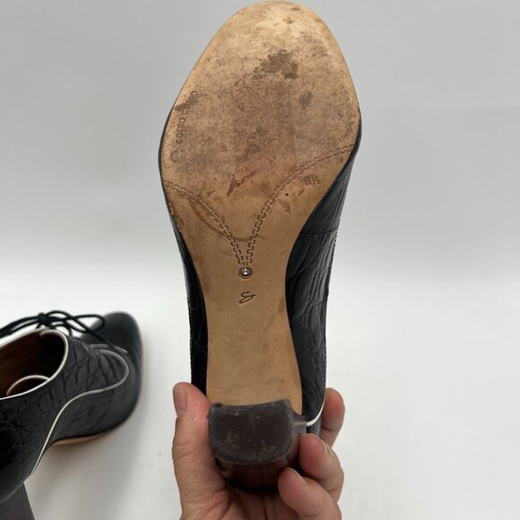Corso Como Black Alligator Print Lace-up Oxford Heels Size 8.5 - Picture 7 of 10